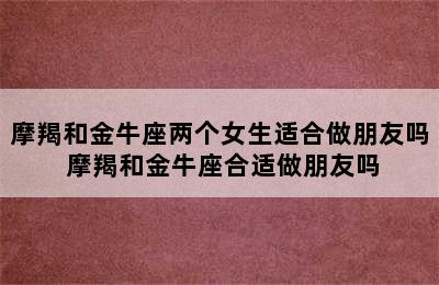 摩羯和金牛座两个女生适合做朋友吗 摩羯和金牛座合适做朋友吗